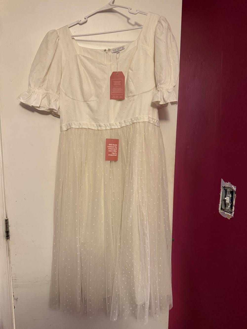 Ivory Ivy City Puff-Sleeve Tulle Dress